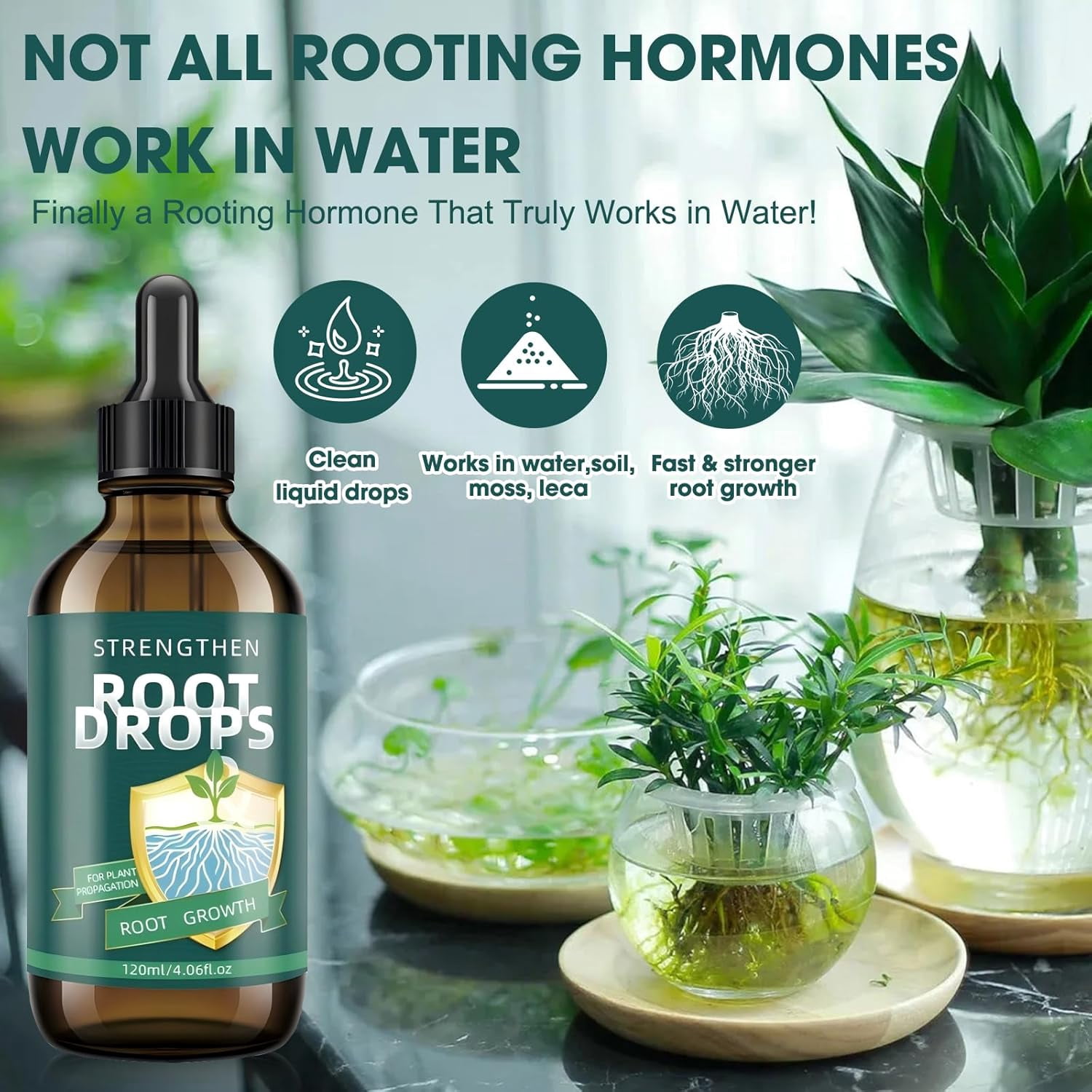 Liquid Rooting Hormone for Cuttings – Fast Root Growth Solution for Water & Soil | Plant Propagation Drops for Houseplants, Pothos & Monstera (4.06 oz)