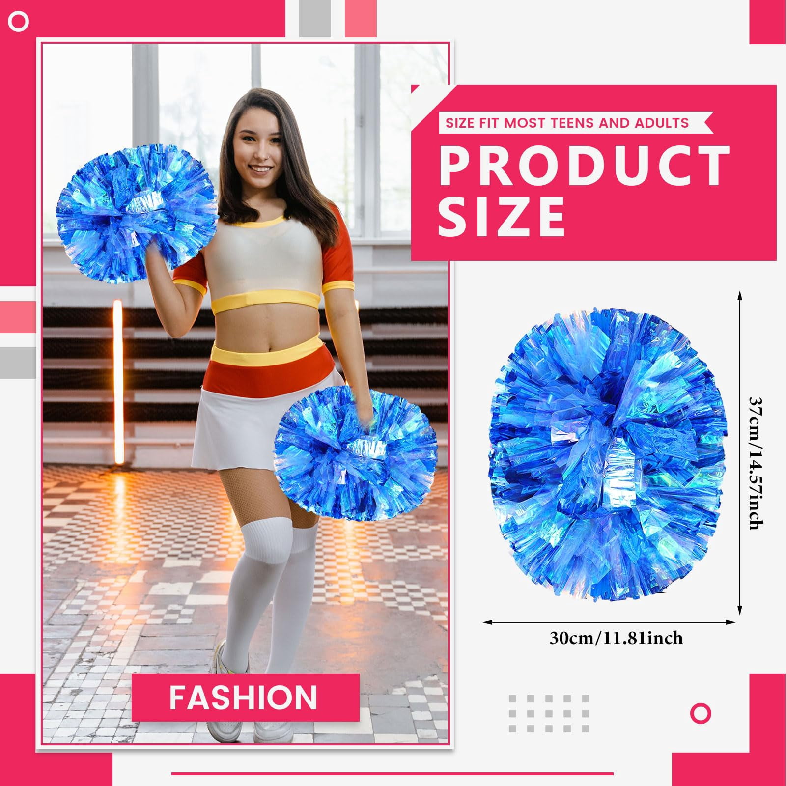 12 Pcs pom poms Cheer,14.57inch pom poms Cheerleading with Handle Style Cheer Pom Pomsfor Dance, Matches