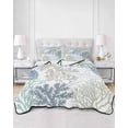 thumbnail image 3 of Quilts King Size, Blue Coral Coastal Soft Comforter Bedding Set for Bed, Summer Beach Ocean Starfish Conch Lightweight Quilted Bedspread with Pillow Cover(2 Pieces) for All Season, 96x106 Inch, 3 of 6