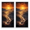 thumbnail image 2 of Designart "Germany Sunrise Euphony Mountain" Germany Framed Wall Art Set Of 2 - Yellow Landscapes Frame Gallery Set For Office Decor, 2 of 7