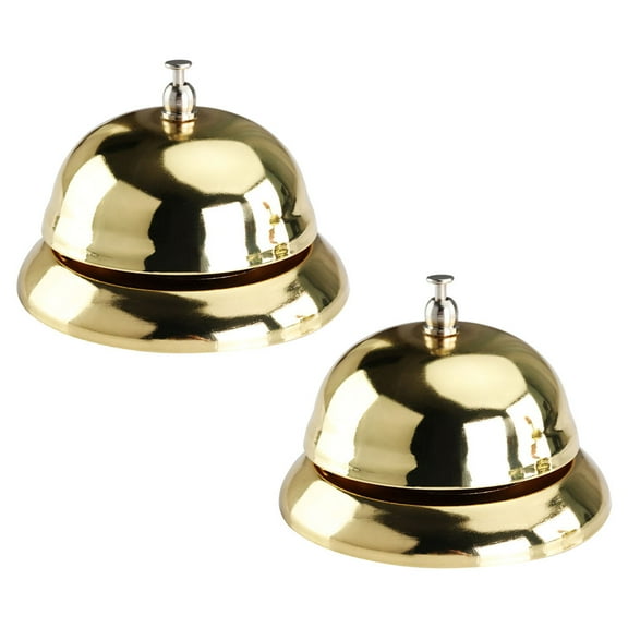 UNOMOR 2Pack Hotel Desk Bell Metal Signal Bells Golden for Game Events