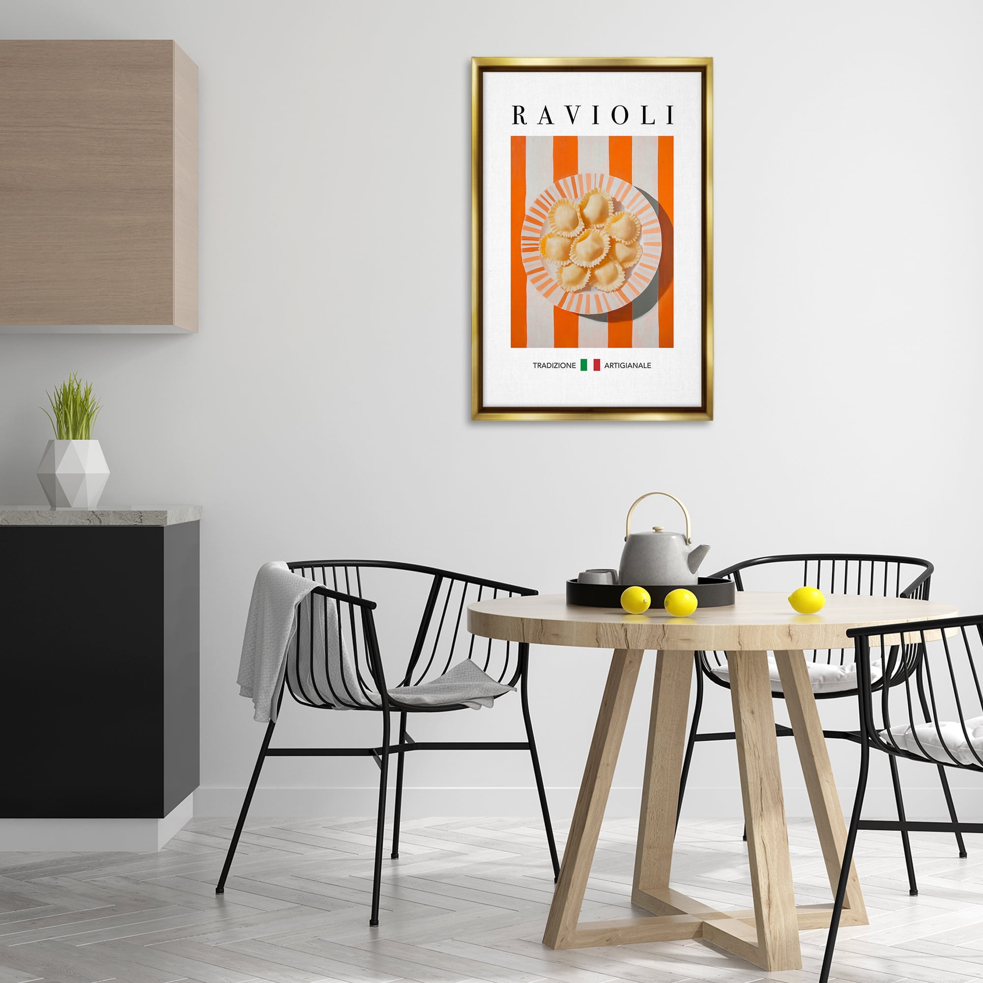 Stupell Industries Traditional Ravioli Pasta Food & Beverage Painting Gold Floater Framed Canvas Art Print Wall Art, 21 x 31