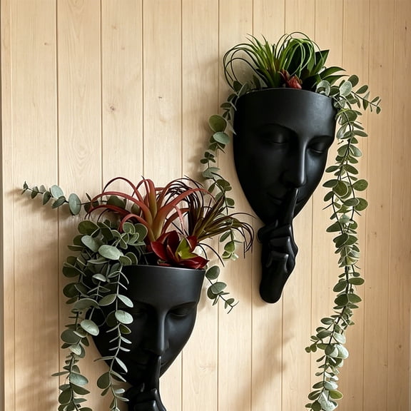 Face Shaped Wall Planter, Silence Face Art Wall Hanging Vase, Unique Human Head Flower Pot, Decorative Wall Mounted Planter, Indoor Outdoor Succulent Planter for Home Garden Wall Decor