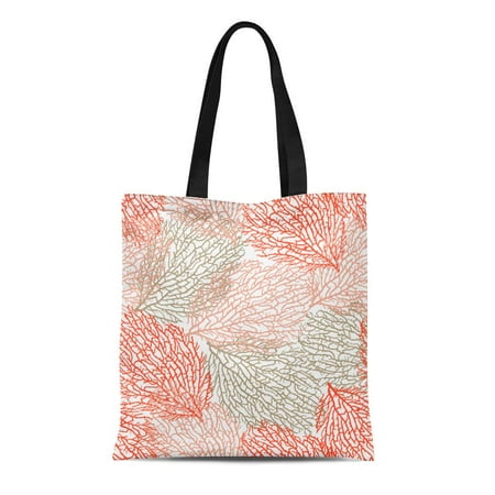ASHLEIGH Canvas Tote Bag Coastal Coral Pattern Bright Cheerful Summer Interior Cosmetics Food Reusable Shoulder Grocery Shopping Bags