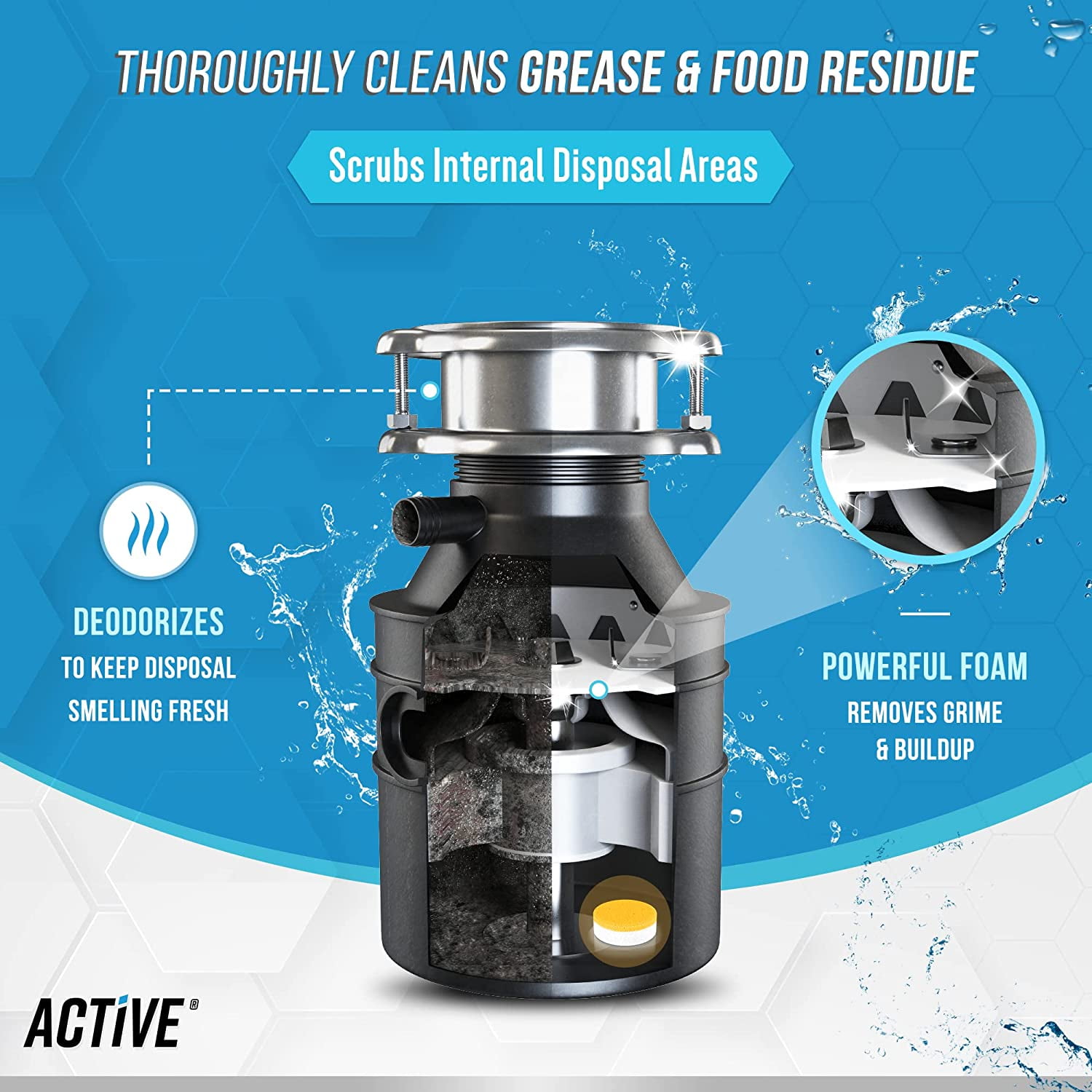 Active Garbage Disposal Cleaner and Deodorizer, Fresh Citrus Scent, 24 Tablets