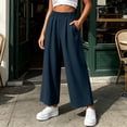thumbnail image 5 of Women's Solid Color Loose Casual Long Pants With Pockets And Elastic Waist, 5 of 6