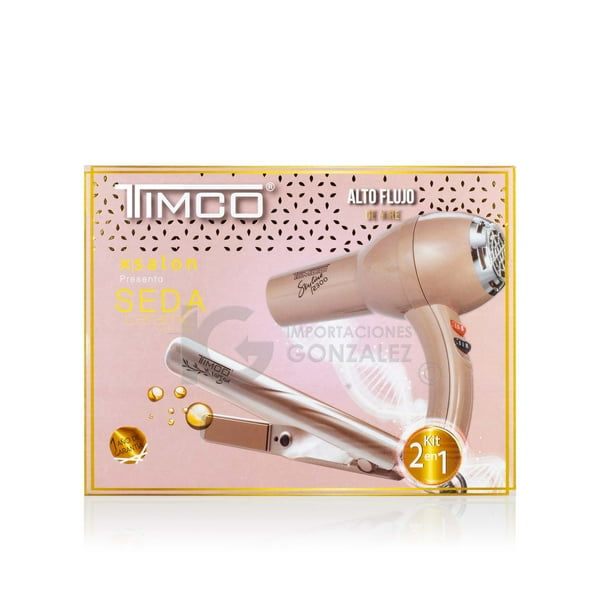 Kit Plancha y Secadora de Cabello Timco Seda Ceramic Argan