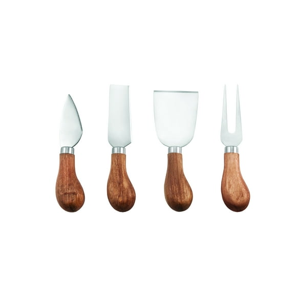 Juego de cuchillos para queso Twine Gourmet de acero inoxidable y madera, 4 unidades
