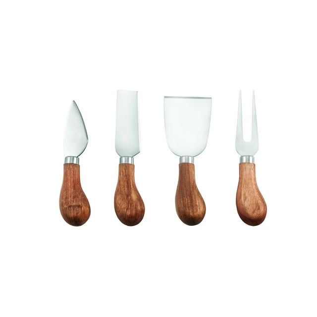Juego de cuchillos para queso Twine Gourmet de acero inoxidable y madera, 4 unidades