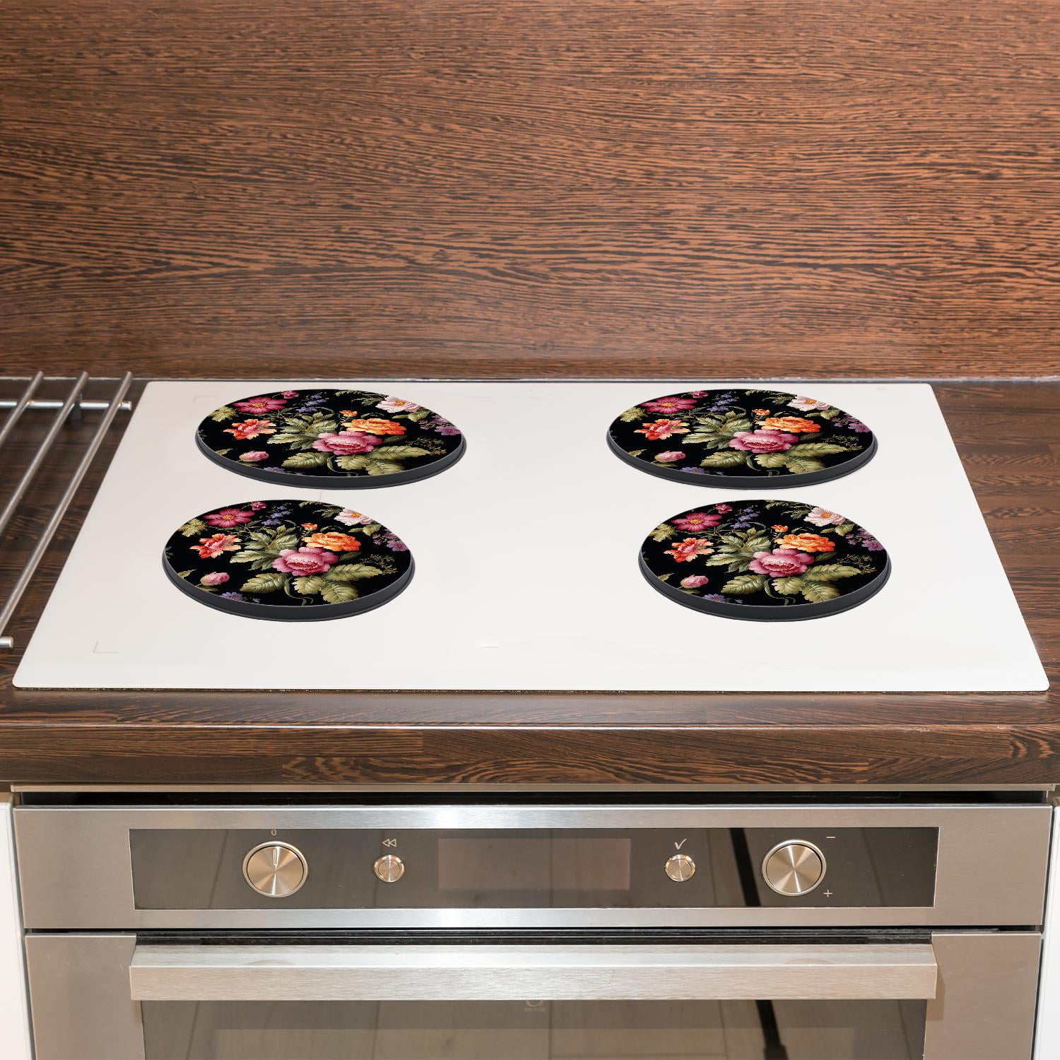 Stove Burner Covers 4 Pcs for Home Decor Cooktop Decorative ,Daisies Floral style, Round Electric Stove Burner Covers 8Inch And 10Inch