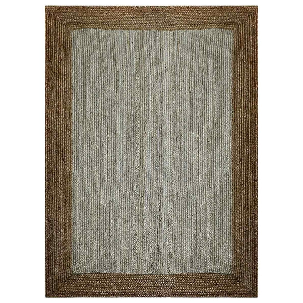 Hand Woven Jute Eco-Friendly Area Rugs - 3'X5', Rectangle Shape, White Beige Color, Contemporary Pattern, High Pile, Natural Fiber, Outdoor Indoor Handmade Area Rugs For Living Room (J00016)