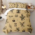 thumbnail image 2 of Homewish Vintage Dragon Twin Quilt Set,Rustic Wildlife Twin Coverlet Set,Cream,2-Piece, 2 of 7