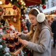 thumbnail image 3 of HaoXun Winter Fleece-Lined Foldable Faux Rabbit Fur Ear Muffs - Windproof Cold Weather Protection with Adjustable Headband for Outdoor Activities, 3 of 6