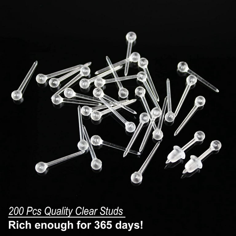 Clear Earrings for Sports, KMEOSCH 400Pcs 18g 3mm/4mm Solid Plastic Post  Earrings with Soft Rubber Earring Backs in 2 Organizer Boxes - Yahoo  Shopping