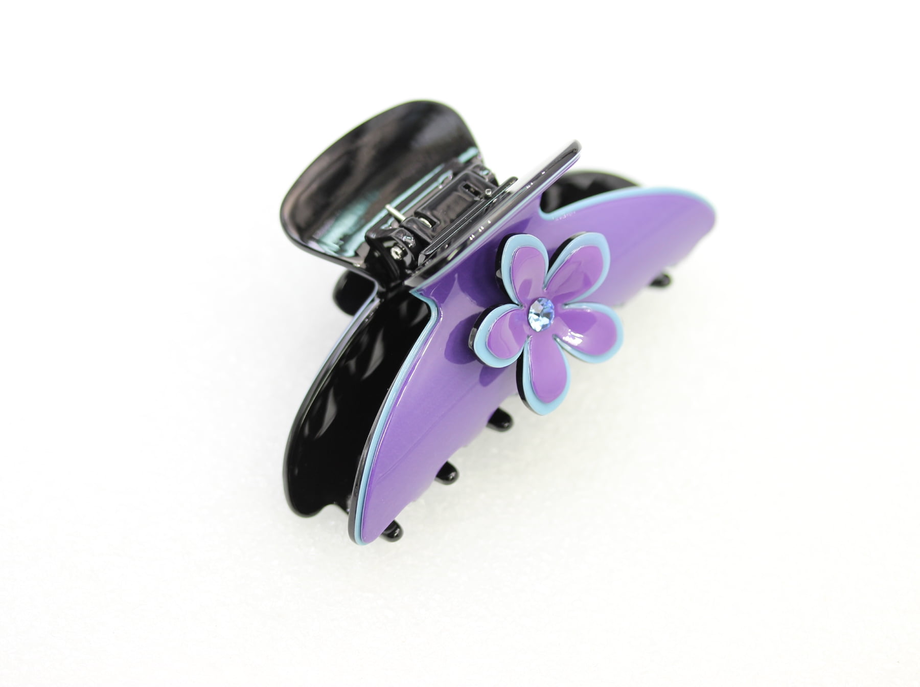 Faship Premium Rhinestone  Crystal Purple Cellulose Acetate Floral Art Deco Hair Claws Clips