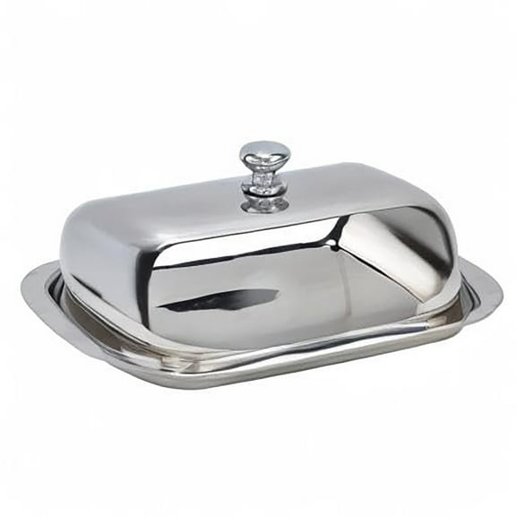 Stainless Steel Butter Box, Ongmies Stainless Steel Butter Dish with Lid - Countertop Butter Holder & Cheese Container, Classic Butter Tray with Handle for Kitchen or Hotel Use, Silver