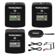 YONGNUO Feng One-Trigger-Two 2.4G Wireless Microphone System with 2 * Transmitters + 1 * Receiver + 2 * Clip-on Microphones Max.150M Transmission Rang TFT Screen Built-in Battery 3.5mm Plug