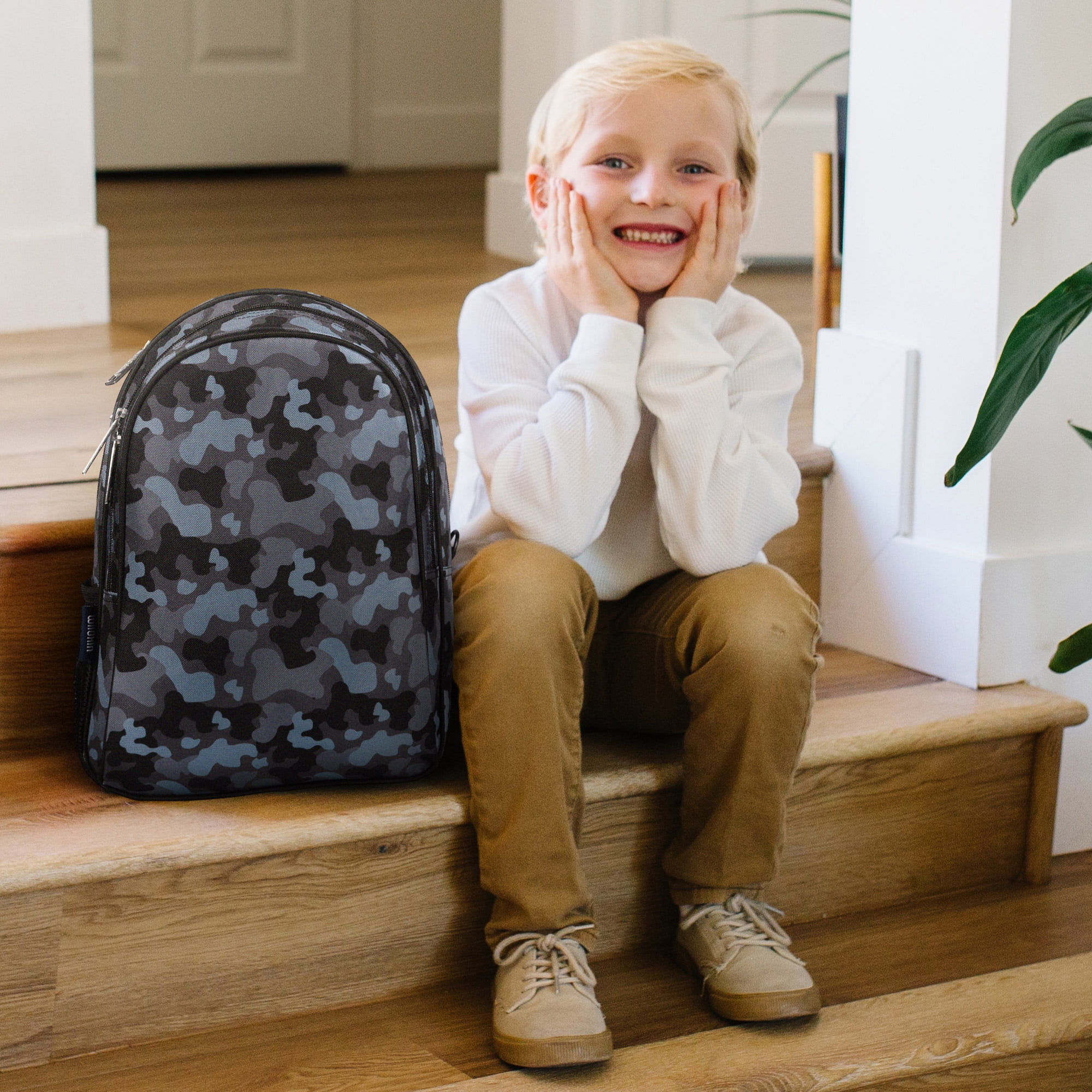 Wildkin Kids 15 Inch Backpack for Boys and Girls (Black Camo)