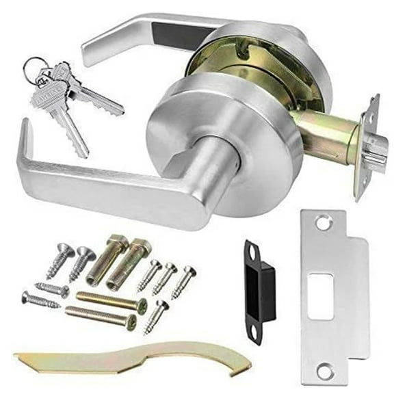 Lawrence Hardware Heavy-Duty Chrome Storeroom Door Lock Set with Key Lock, Standard 2 3/4"