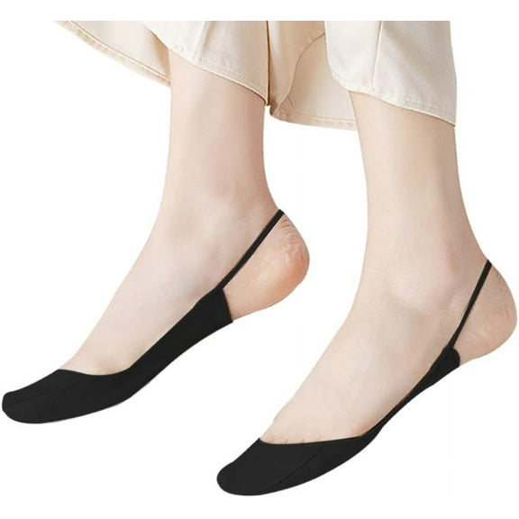5 Pairs Sling Liner Socks, Women'S Ultra Low Cut No Show Half Liner Socks With Slingback