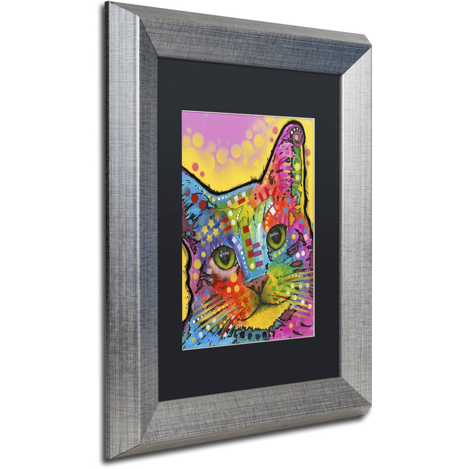 Trademark Fine Art "Tilt Cat" Canvas Art by Dean Russo, Black Matte, Silver Frame