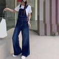 thumbnail image 5 of UACY Girls Denim Overalls Straight Leg Jean Dungarees Adjustable Strap Jumpsuit Workwear Kids Buttons Casual Loose Bib Pants ﻿ (Blue, 11-12 Years), 5 of 6