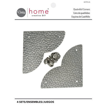 UPC: 0072879303568 | Dritz Textured Quatrefoil Corners  Large  3 Pack  Nickel