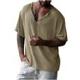 thumbnail image 1 of pstuiky camisetas de manga corta para hombre, Blusa informal de manga corta con cuello vuelto y aberturas para hombre, color liso, a la moda camisetas de hombre xl, 1 of 6