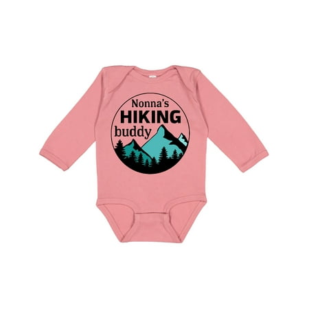 

Inktastic Nonna s Hiking Buddy with Mountains and Trees Gift Baby Boy or Baby Girl Long Sleeve Bodysuit