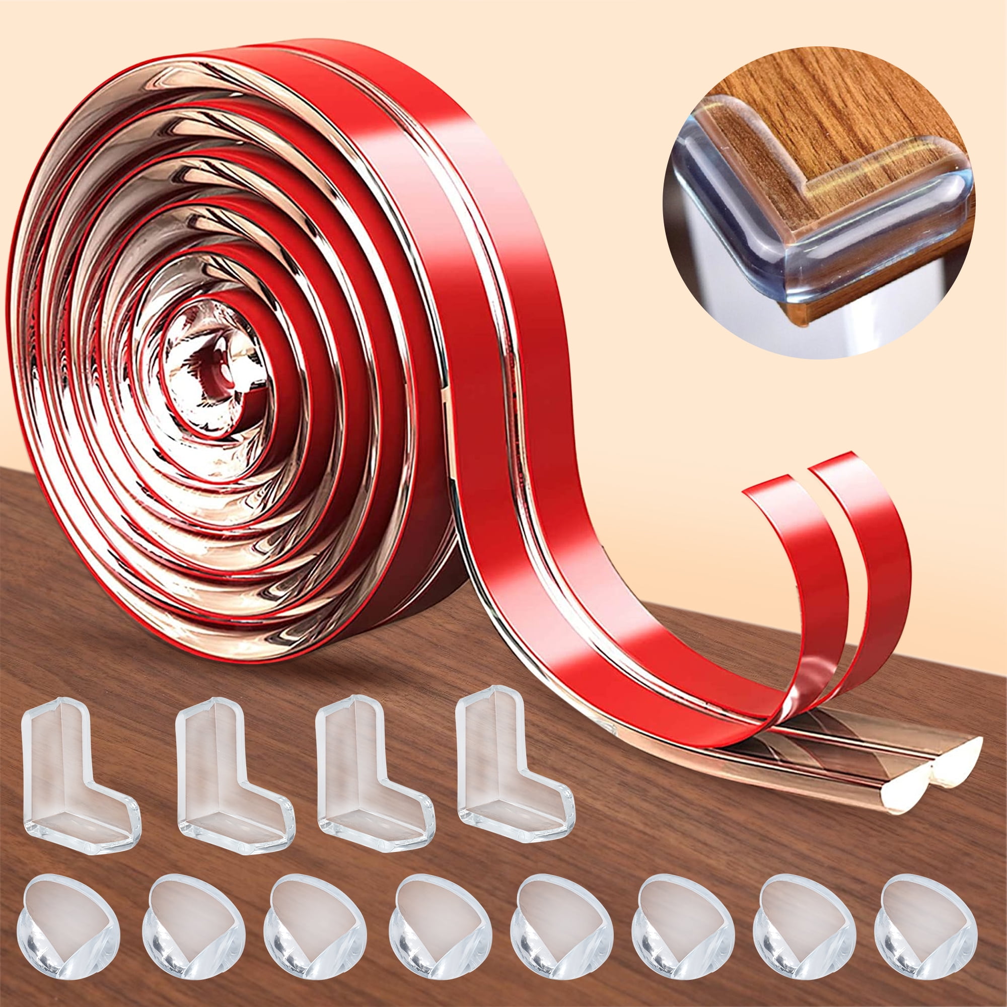 FLONOZZ Baby Proofing, 13.1ft Edge Protector Strip Clear with 12Pcs Corner Guard Protectors for Cabinets, Tables