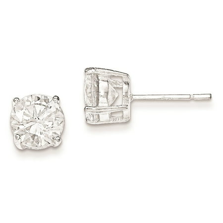 Mens and Ladies 925 Sterling Silver Polished CZ Post Stud Earrings 3mm x