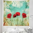 thumbnail image 1 of Poppies Tapestry, Meadow Themed Composition with Blossoming Flowers Spring Season, Fabric Wall Hanging Decor for Bedroom Living Room Dorm, 5 Sizes, Vermilion Pale Blue, by Ambesonne, 1 of 1