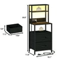 thumbnail image 2 of Satifur Tall LED Nightstand,Bedside Table with Charging Station,2 Fabric Drawers & Shelfs for Bedroom Living Room,Black Oak, 2 of 7