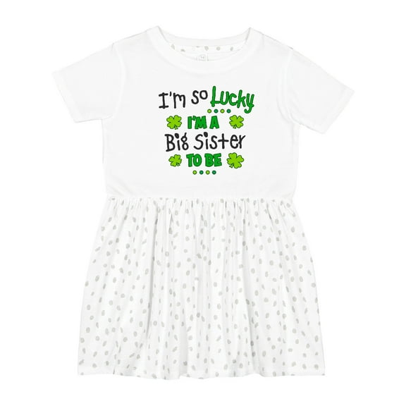 Inktastic I'm So Lucky I'm a Big Sister to Be Girls Toddler Dress