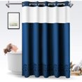 thumbnail image 1 of Shower Curtain Set Waffle Weave Curtain (Dark Blue), 1 of 7