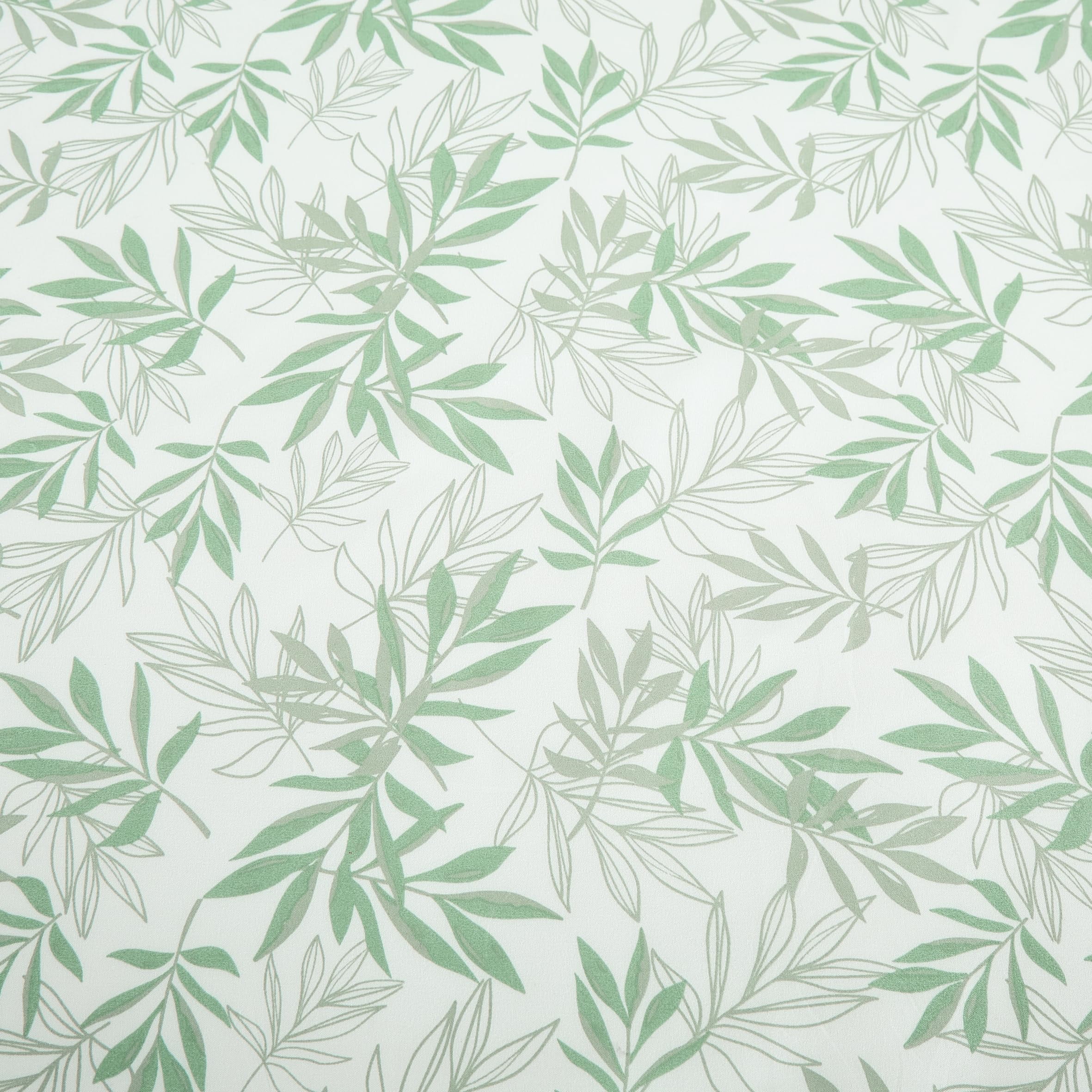 Chezmoi Collection 4-Piece Floral Leaves Window Curtain Set with Sheer Backing, Green White Leaves Printed Microfiber, 120 inch x 84 inch
