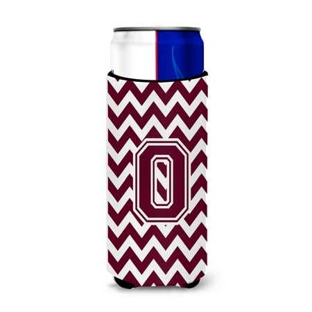 

Caroline s Treasures CJ1051-OMUK Letter O Chevron Maroon and White Ultra Hugger for slim cans Slim Can multicolor