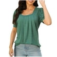thumbnail image 2 of Women's Loose and Comfortable Short Sleeve Fold T-Shirt Tee Top Casual Fashion Breathable Summer | CSEONE,Green L, 2 of 6
