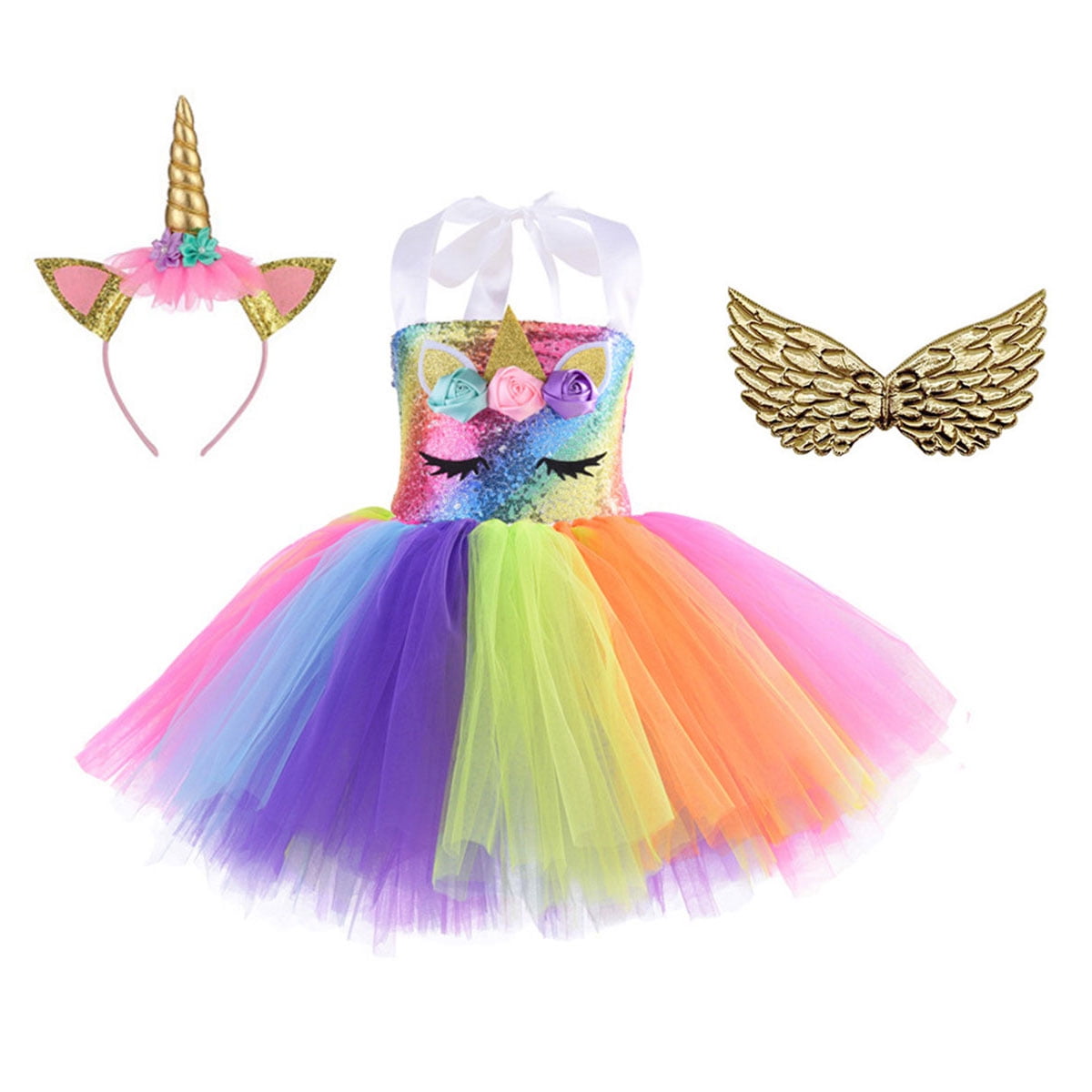 Unicorn Costume for Girls with Wings Dress Up Clothes for Little Girls Birthday Outfit Unicorn Costume for Girls with Wings Dress Up Clothes for Little Girls Birthday Outfit