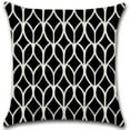 thumbnail image 3 of Set of 4 Pillow Covers 18x18, Black & White Geometric Pattern Style, Cotton Linen Fabric Decorative Indoor / Outdoor Throw Pillow Case Set 45x45cm, 3 of 5