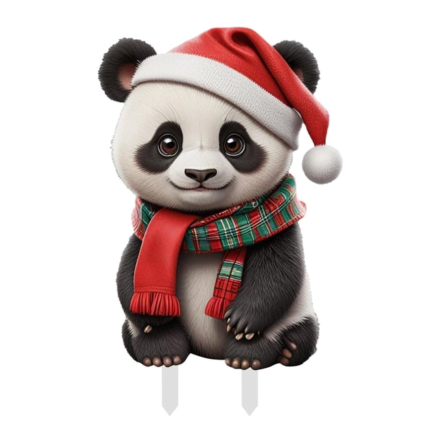 Christmas Cute Chicken Hedgehog Rabbit 2D Flat Printing Acrylic Insert Card Ground Stake Insert Art Garden Colorful Christmas Decoration Suitable For Christmas Yard 25CM/9.84IN 4