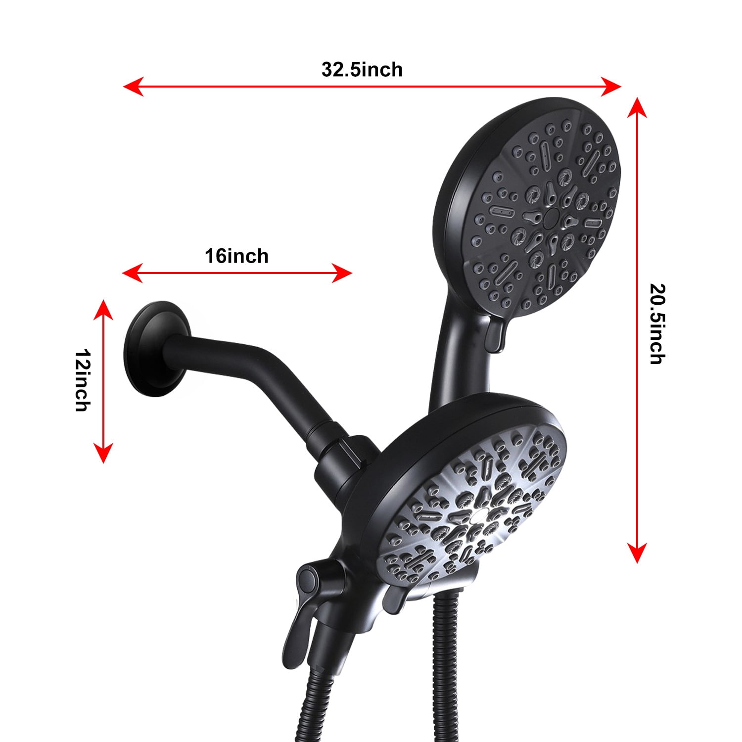High Pressure 3-Way Rainfall Combo, Rain Showerhead and Hand Held Shower Separately or Together, Comes with Shower Hose, Shower Arm