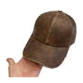thumbnail image 2 of Personalized Washable Old PU Leather Hardtop Baseball Cap Hat For Men Women Autumn Winter, 2 of 7
