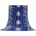 thumbnail image 2 of Navy Winter Snowflakes Throw Flannel Blanket 60x80In Plant Pine Branch Minimalist Super Soft Cozy Bed Blanket, Lightweight Plush Fuzzy Bed Throw for Bedroom Sofa Couch Living Room, 2 of 4