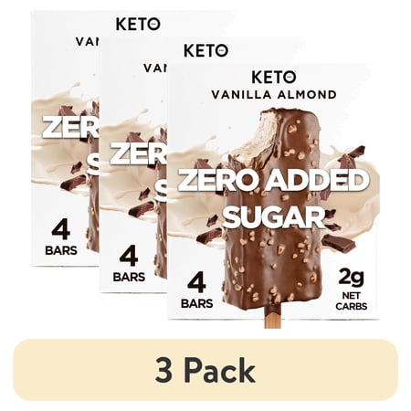 (3 pack) Keto Pint Vanilla Almond Ice Cream Bars, No Added Sugar, 2.75 fl oz, 4 Count
