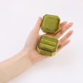 thumbnail image 4 of REGALWOVEN Velvet Ring Box for Wedding, Ceremony, Double Jewelry Ring Box Storage Ring Holder Box Green, 4 of 7