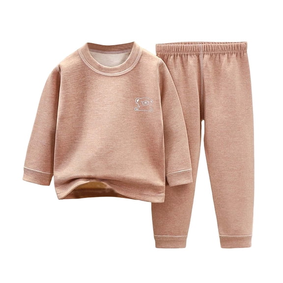 Hessimy Toddler Boys Girls Spring Summer 3M-12Y Soft Comfy 2Pcs Long Sleeve Sleepwear Pajamas Tops Pants, Toddler Comfort Fit, 3M-12Y(Light Pink,7-8 Years)