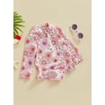 thumbnail image 3 of FEORJGP Toddler Girls Rash Guard Swimsuit 6M 1T 2T 3T 4T Infant Baby One-piece Swimwear Long Sleeve Zipper Rompers Flower/Shell/Flamingo Print JumpsuiKids Cute Ruffles Bathing Suit Beachwear, 3 of 9