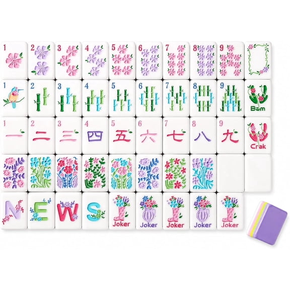 4 Layer Mahjong Tiles American Mahjong Tile Set 160 Acrylic Layered Mahjong Tiles with Clear Engraving and Carrying Bag for Home Travel Game Nights