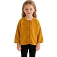 thumbnail image 2 of YunPes Toodler Girls Button-Down Jacket Plain Crewneck Cardigan Outerwear Casual Versatile Kids Spring Fall Outdoor Clothes, 2 of 6